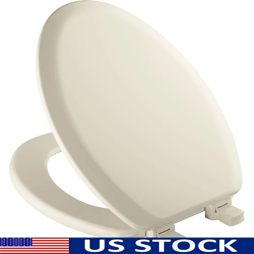 

Удлиненное эмалированное деревянное сиденье для унитаза, легко чистящееся, быстросъемное, прочное крепление, экологически чистые бамперы соответствующего цвета