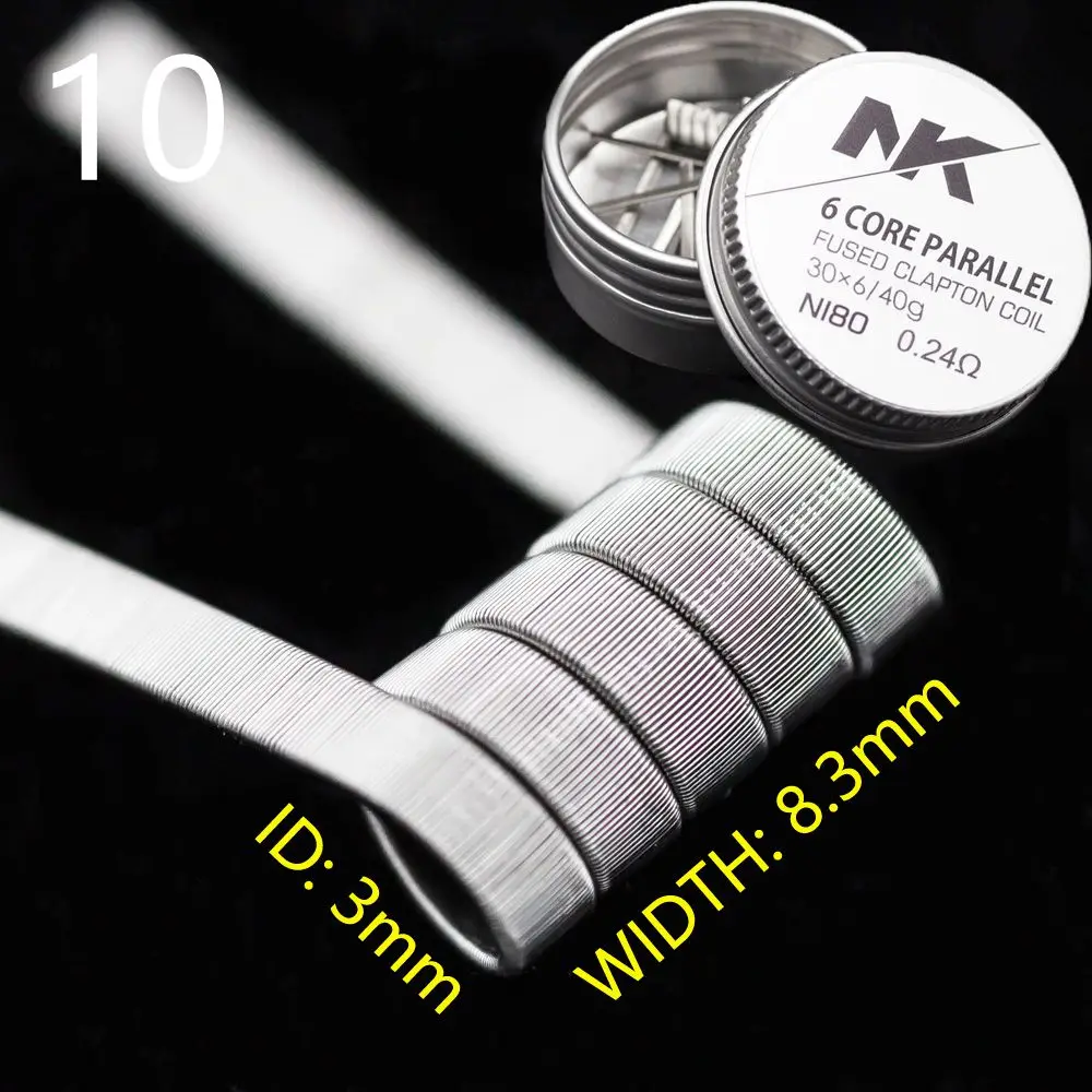NK Fused Clapton Ni80 Flat Prebuilt Alien Coil Staggered For Rebuildable Zeux X RTA Dual RDA Heating DIY Premade Coils 8Pcs/Box