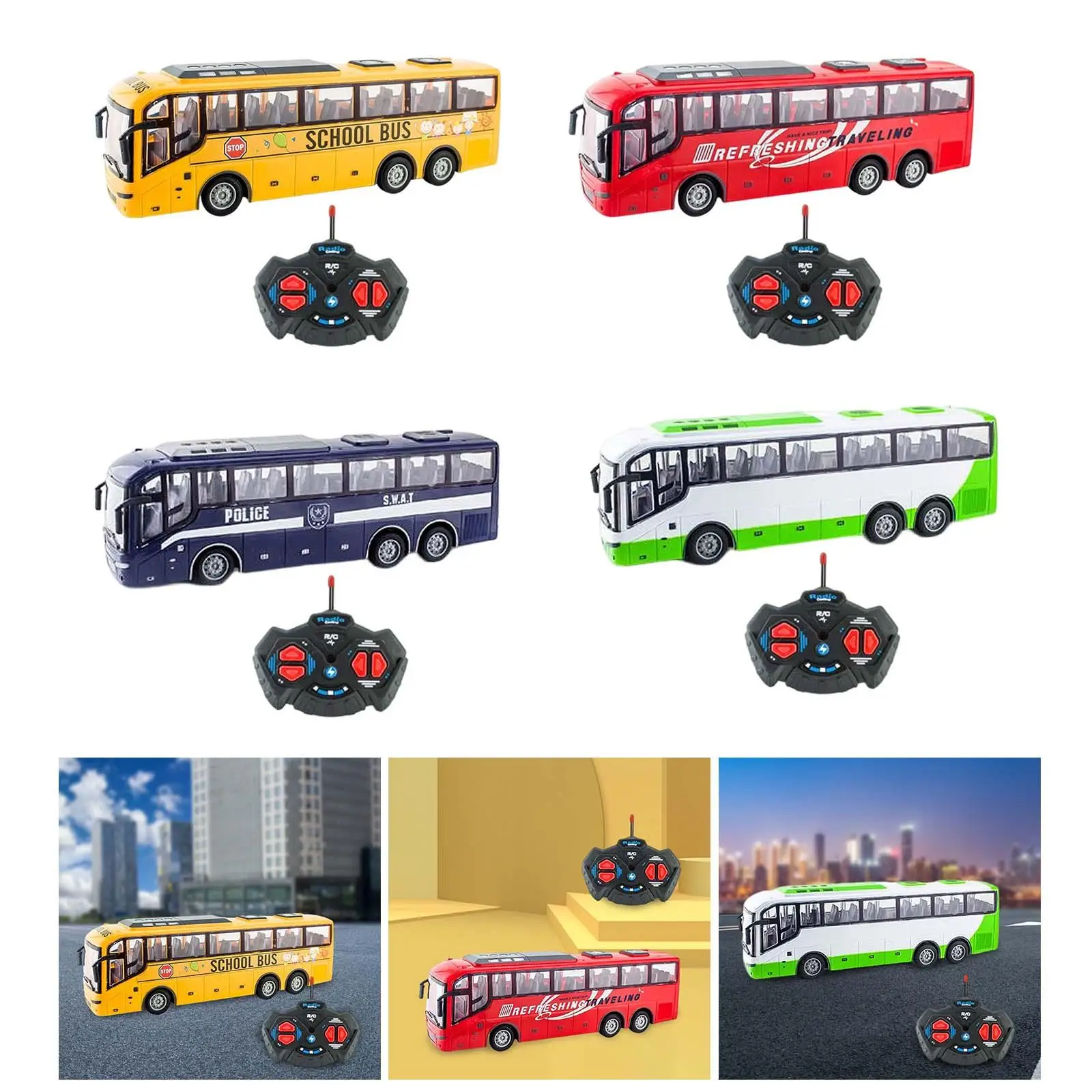 Radio Remote Control Bus Realistic Lights Vehicles 27MHz for Children Gifts