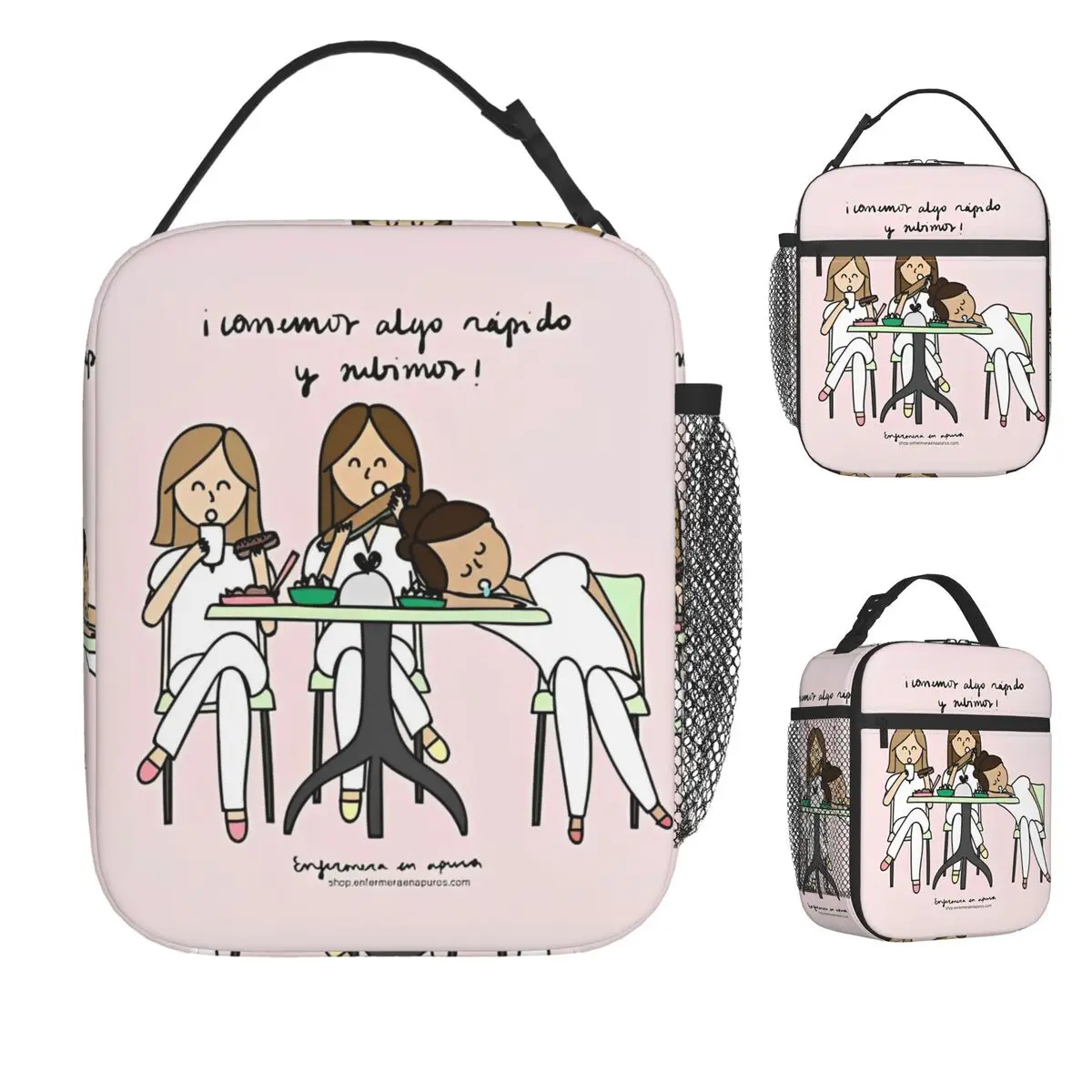 

Enfermera En Apuros Nurse Lunch Bag Fun Lunch Box School Portable Tote Food Bags Graphic Cooler Bag