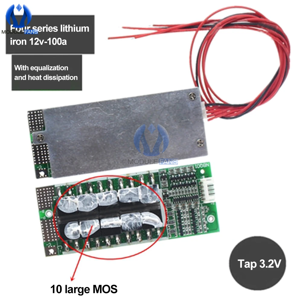 4S 12V 100A Lifepo4 BMS Protection Board Module 3.2V With Balanced Inverter UPS Packs Energy Storage BMS Battery Protect Charger