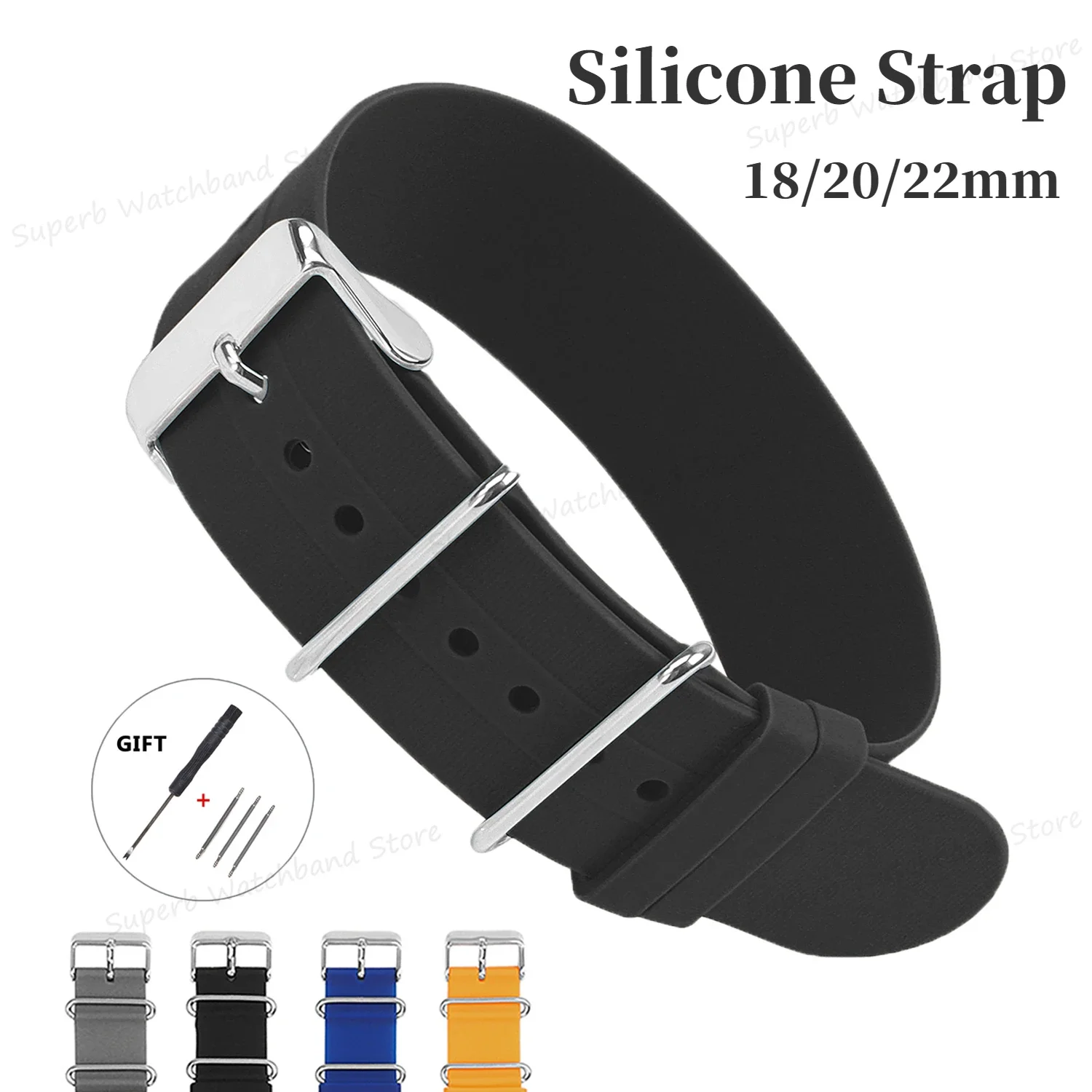 

18mm 20mm 22mm Soft Silicone Bracelet for Seiko Wristband Sport Wrist Band for Omega Waterproof High Tensile Rubber Strap