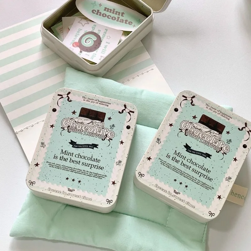 Retro Mint Green Color Desktop Organizer Sweet American Chocolate Photocard Case Fashion Hair Clip Candy Storage Box Kids Gift