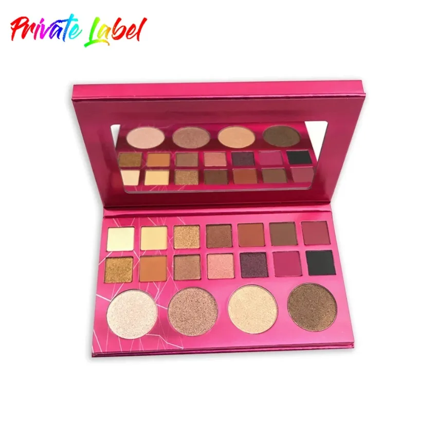 Custom 18-colors Shimmer Eyeshadow&highlighter Palette Long Lasting Glitter Matte Pigmented Waterproof Eyes Makeup Platte Bulk