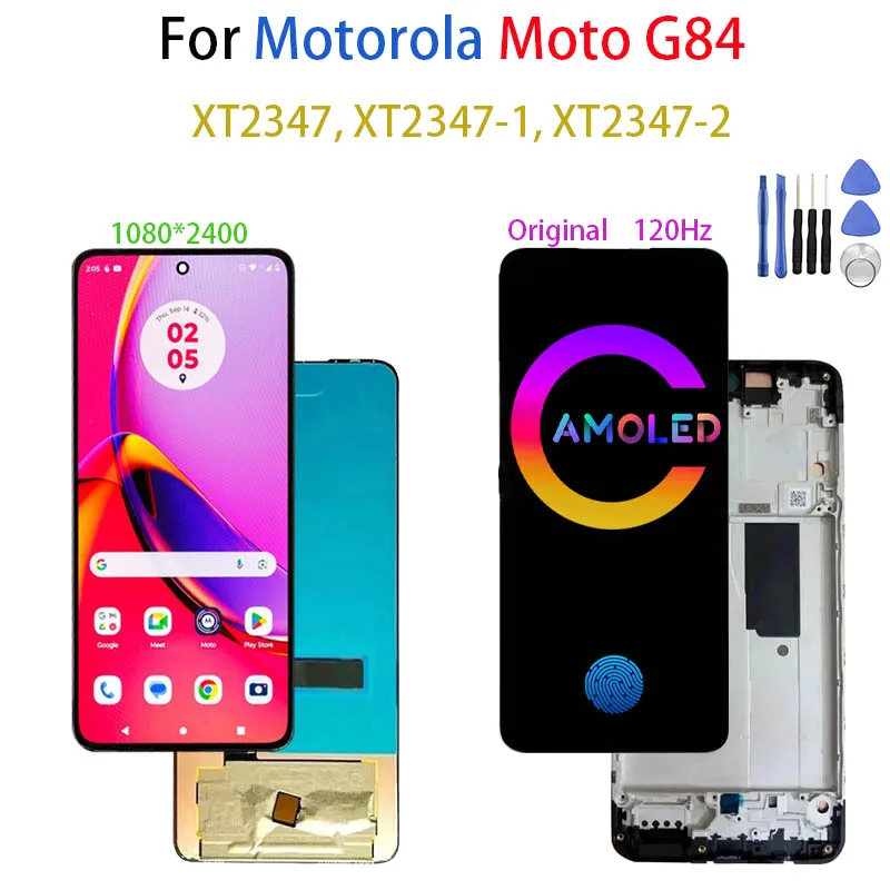 Original AMOLED For Motorola Moto G84 G 84 XT2347, XT2347-1 Pantalla Lcd Display Touch Screen Digitizer Assembly Replacement