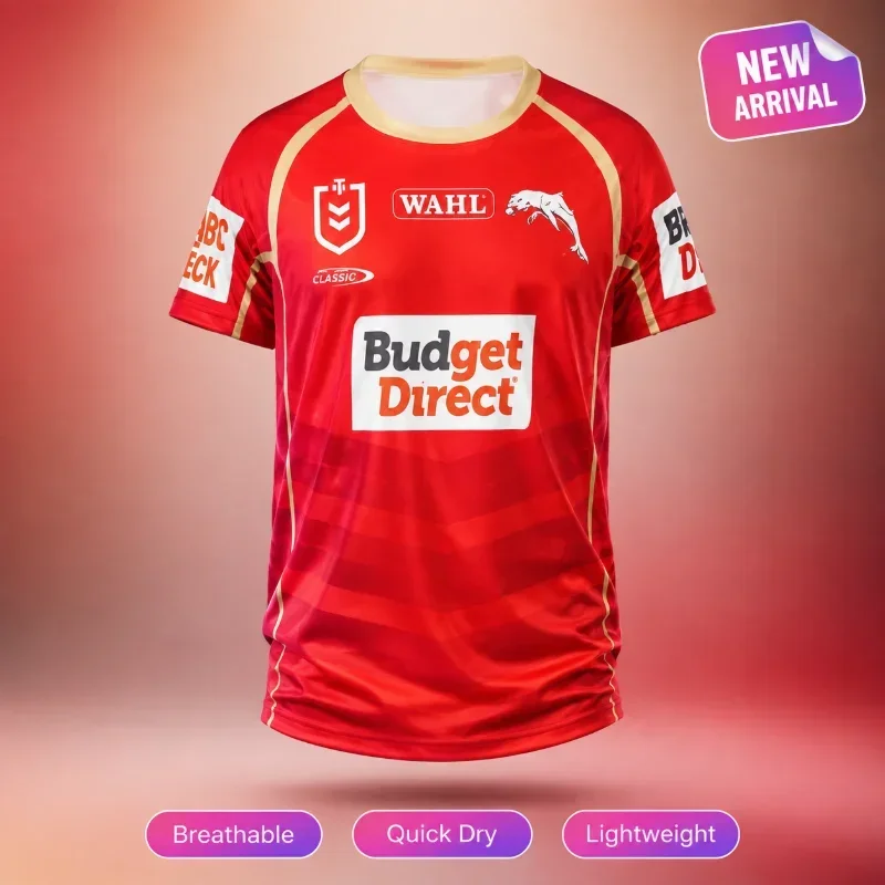 New 3D Printed Dolphin NRL Jersey Y2K Quick Drying Breathable T-shirt for Summer 2026 Suitable for Daily and Training Wear