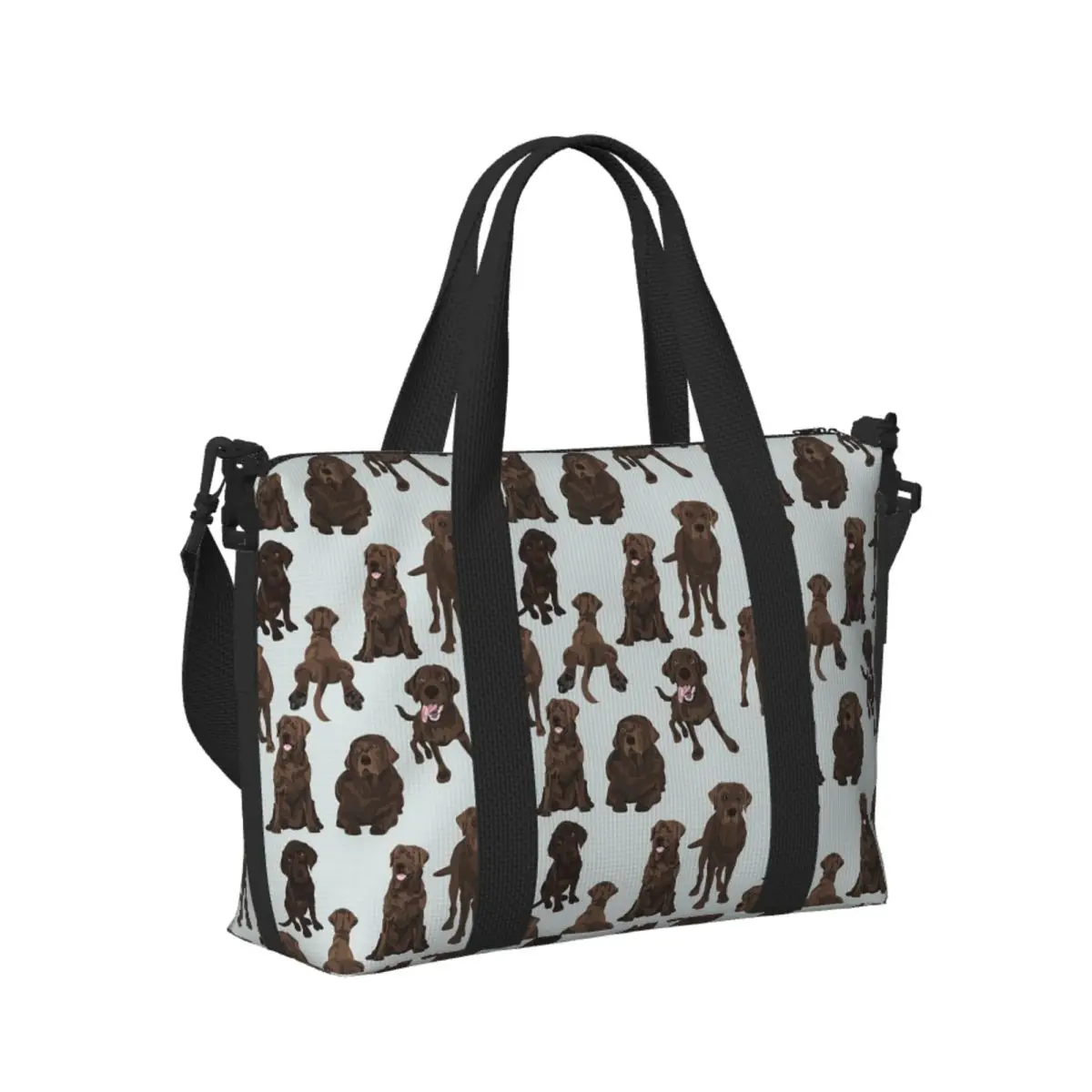

Custom Chocolate Labrador Beach Travel Bag Large Capacity Tote Bags for Gym Yoga Women Shopping Duffle Shoulder Bag