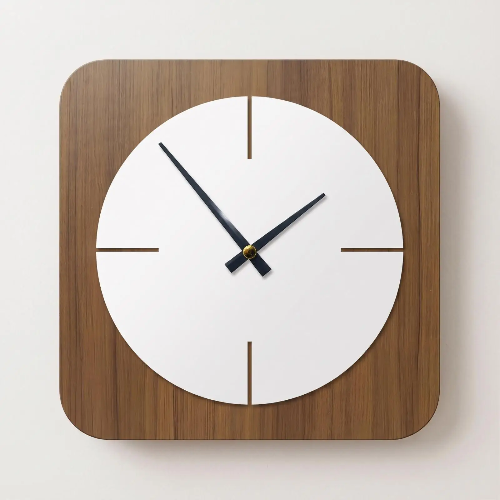 Wooden Wall Clock Non-Ticking Square Wall Clock Minimalist Battery-Operated for Bedroom, Office