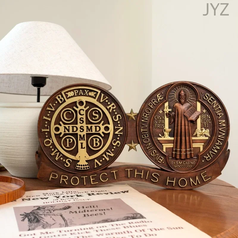 

Religious St. Benedict Catholic Wooden Decorations Exorcisms Family Protection Medal Ornaments