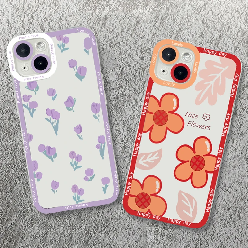 

Colorful Flowers Soft Clear Phone Case For Xiaomi Redmi Note 13 12 Pro Plus 12S 11S 11 10S 10 Redmi 12 13C Shockproof Back Cover