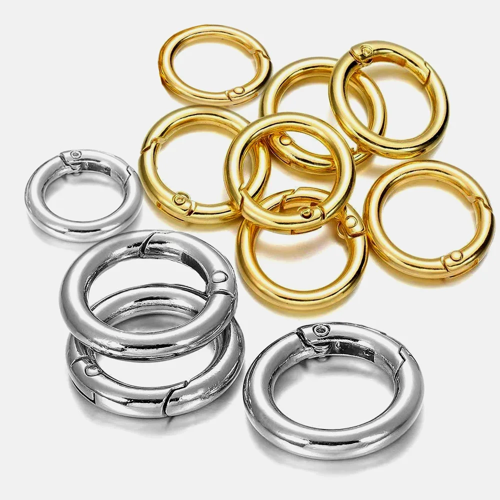 5pcs Spring Clasp Keychain Ring KC Color Openable Round Carabiner Hook Buckle for DIY Jewelry Making Supplies Items