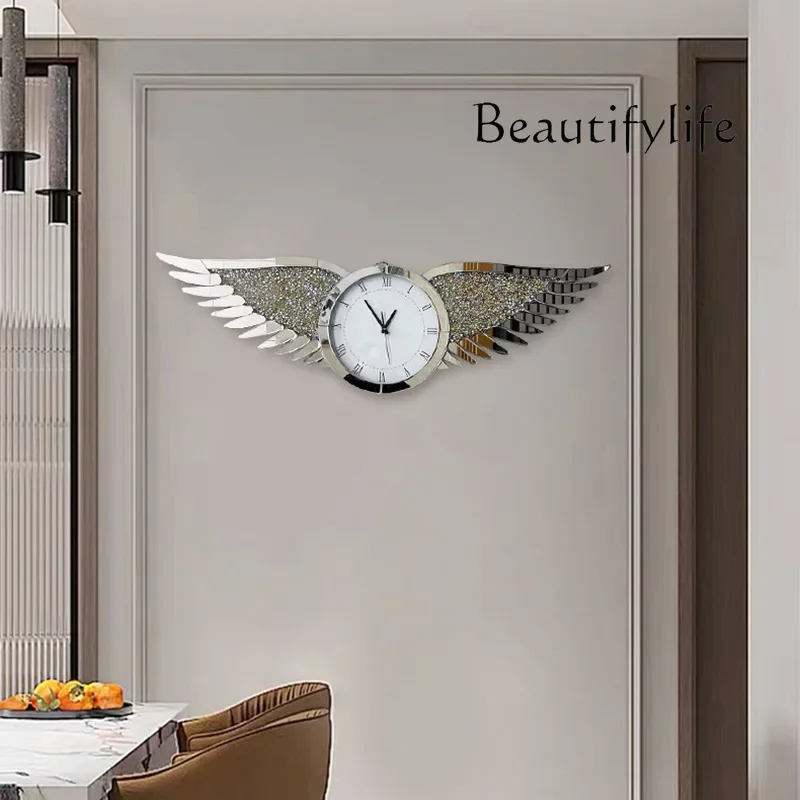Cv Decoration Living Room Diamond-encrusted Fashion Wall Clock Silent Sweep Second Watch Artistic Modeling Mirror Clock