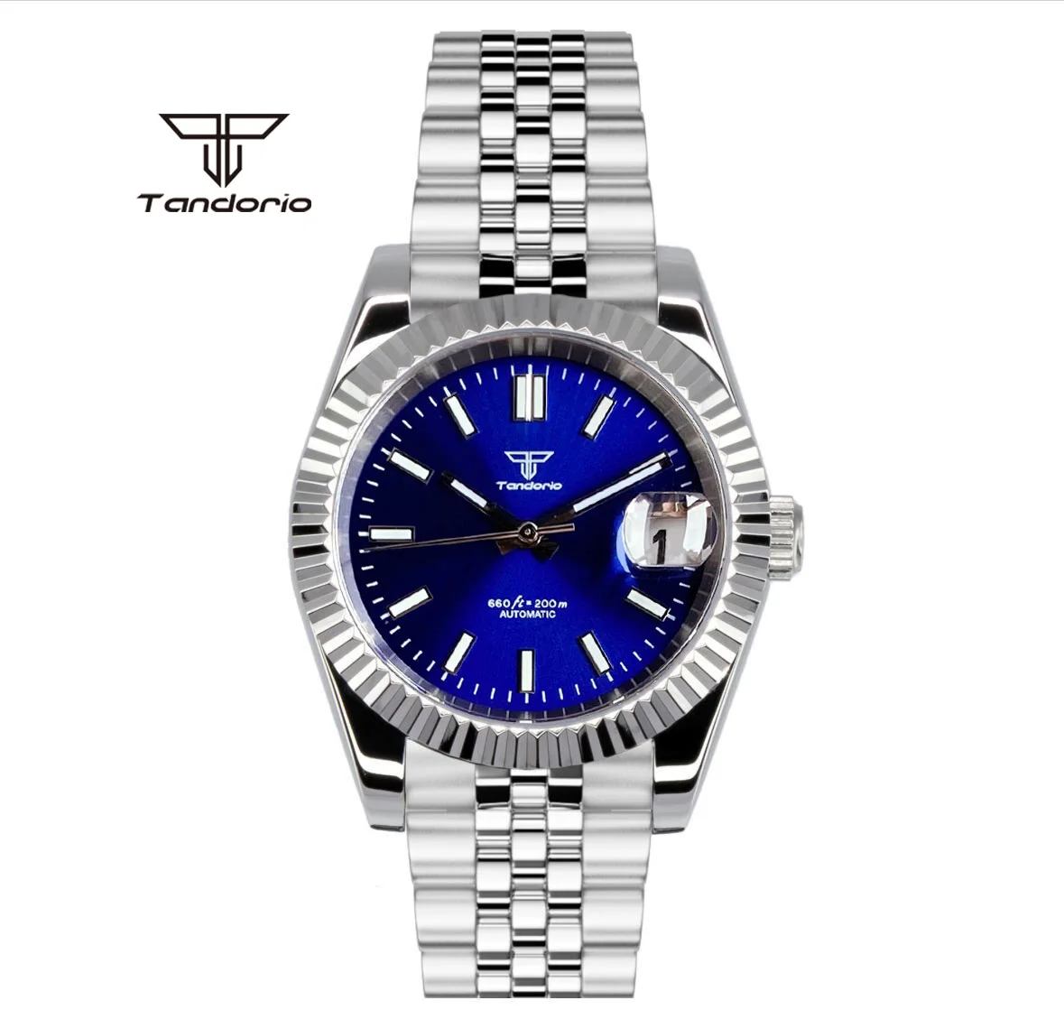 Tandorio Steel Classic NH35A 36mm/39mm Automatic Mechanical Watch for Men Sunburst Date Sapphire Crystal Wristwatch Luminous