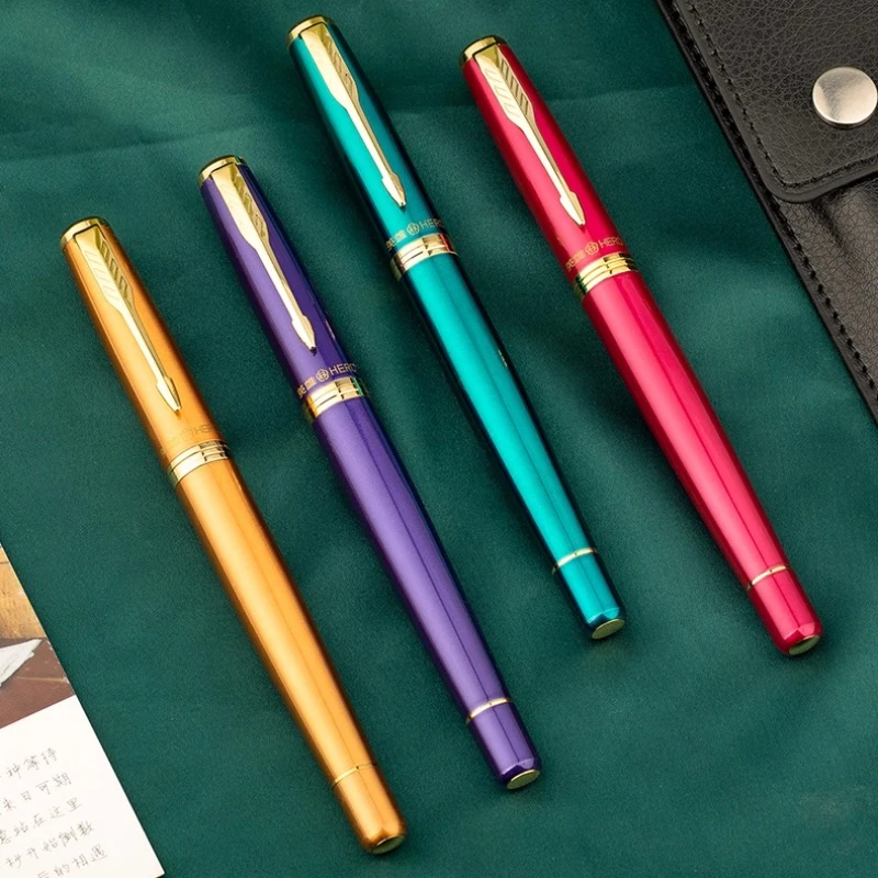 Cheap Sale HERO Luxury Fountain Pens Gold/Silver Blade 0.5 F Nib Metal Body for Office School Beginners Artists Collector Pen