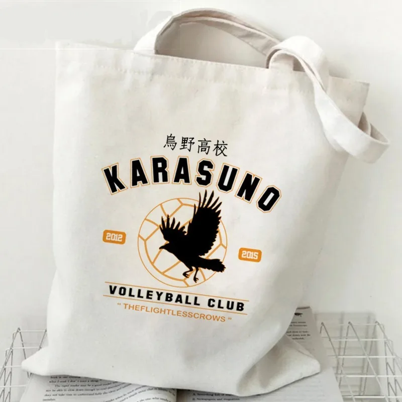Haikyuu – sac en toile imprimé Anime, sac à bandoulière Harajuku pour étudiant, sac de Shopping à main, capacité Durable, sac écologique