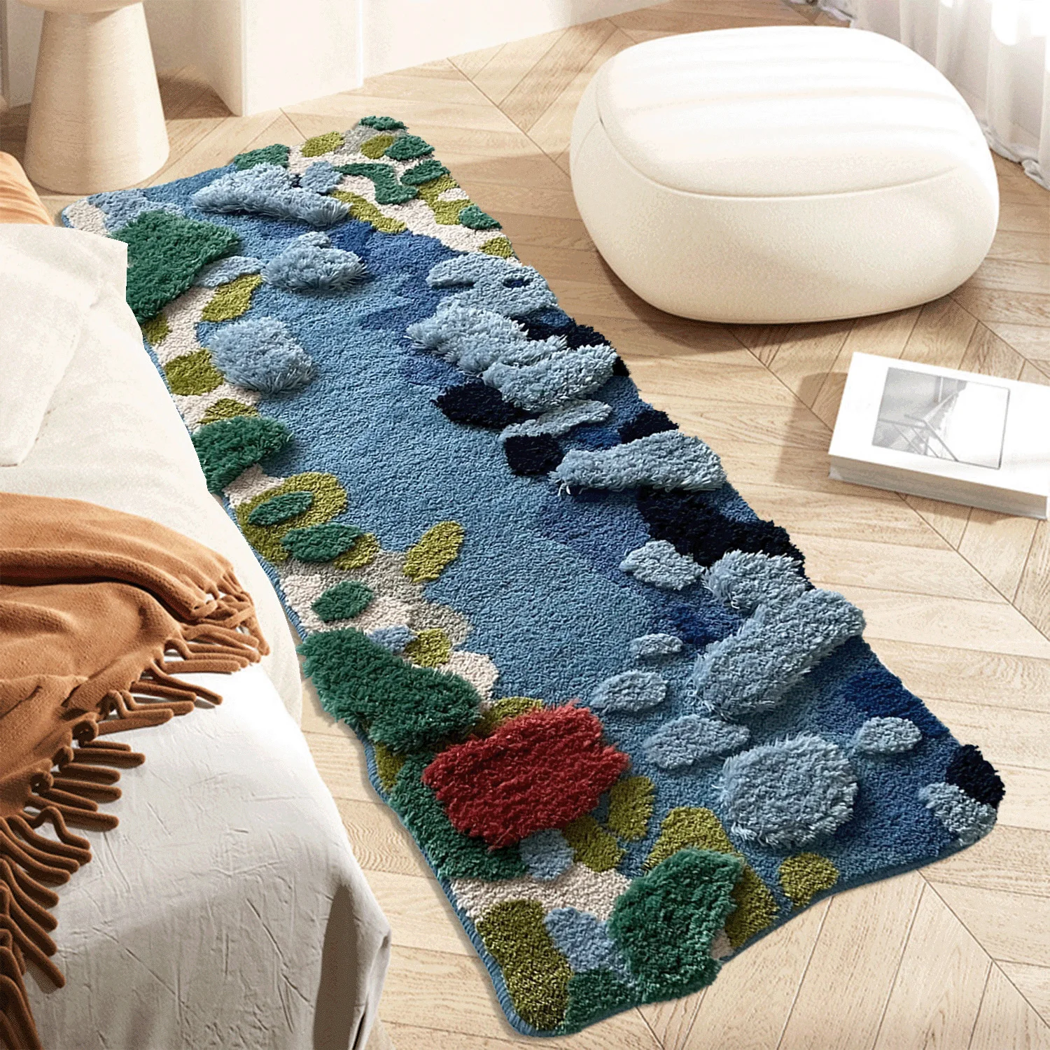 Art 3d Tufted Round Carpet Living Room Fluffy Soft Area Rugs Floor Mat Flocking Carpet Anti Slip Doormat Aesthetic Bedroom Decor