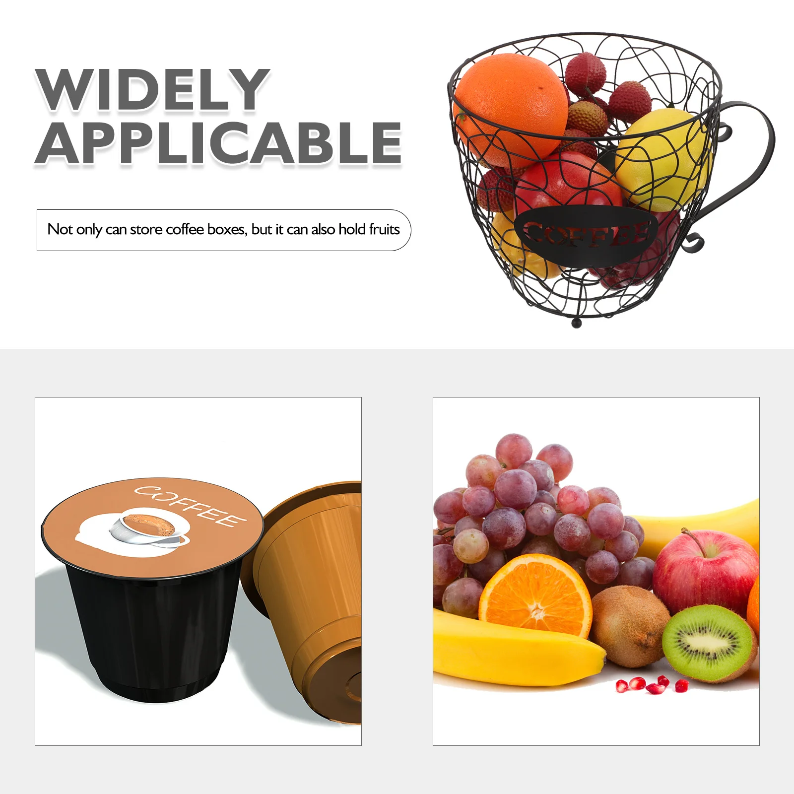 سلة تخزين كبسولات القهوة من الحديد الأسود - تصميم مدمج على شكل كوب لمنظم قهوة فعال - فاكهة سلكية معدنية #3