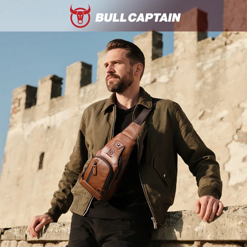 

Top-grain cowhide men's soft genuine leather outdoor casual large-capacity flat crossbody bag on the chest