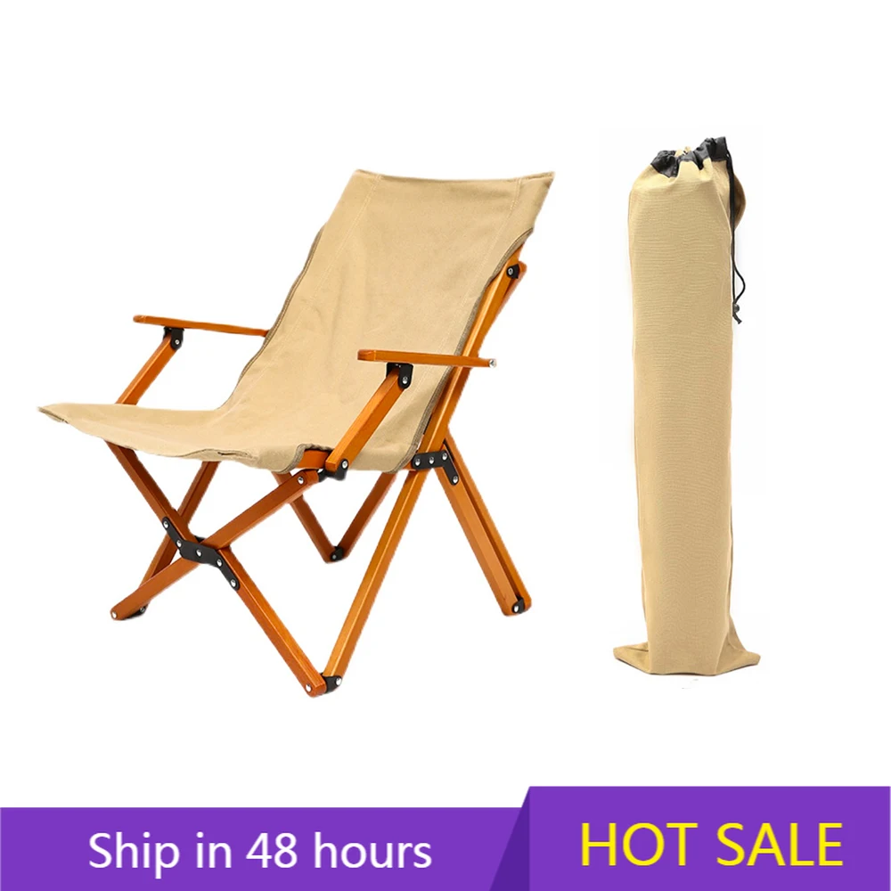 

POWER LEAP Customized Beach Chair Canvas Easy Foldable Outdoor Camping Folding Wood Chairs
