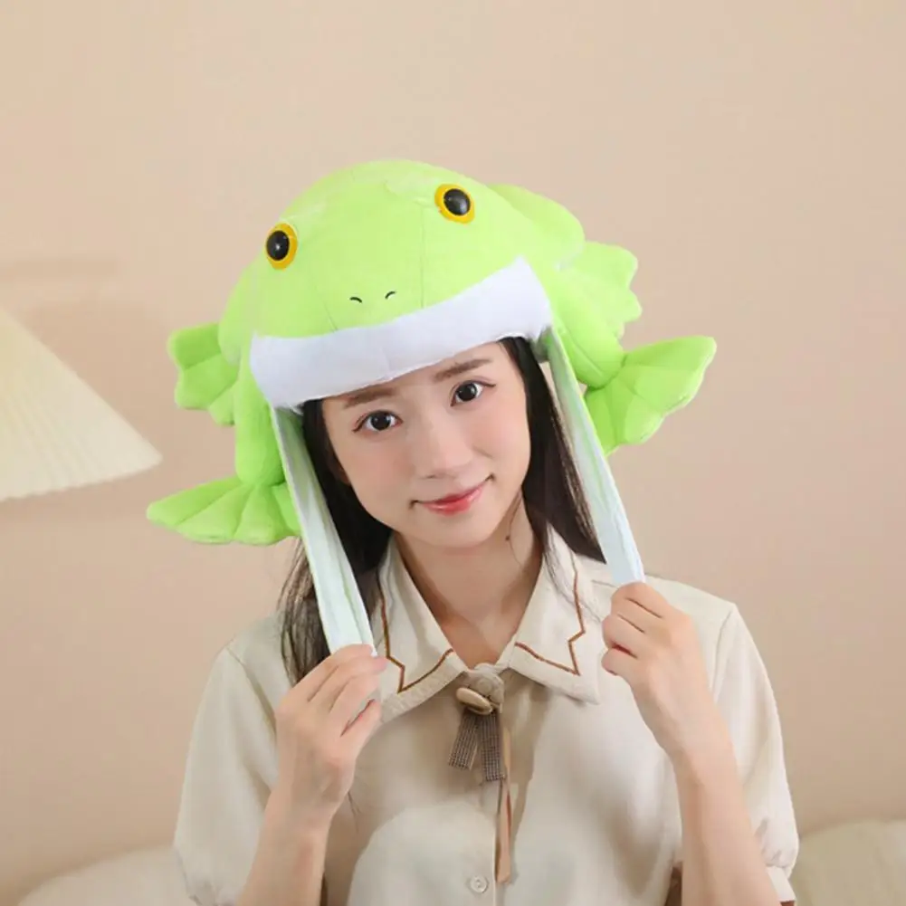 Adult Child Size Hat Frog Plush Hat for Kids Adults Soft Breathable Headwear for Carnival Halloween Cosplay Fun Photo Props