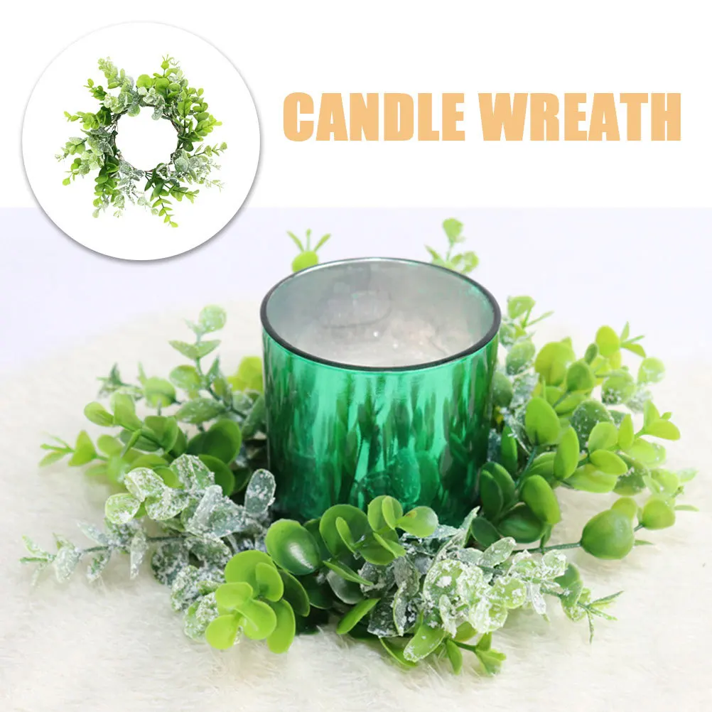 

4Pcs Artificial Eucalyptus Ring Realistic Leaf Wreaths Wedding Party Christmas Table Hanging Decor Greenery Candy Wreaths