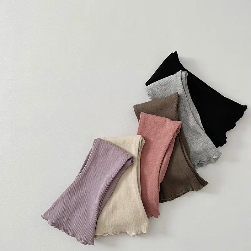 سراويل أطفال بفتحة أمامية واسعة ، أحادية اللون ، عصرية ، صغيرة ومتوسطة الحجم ، نمط الخريف ، ملابس جديدة ، كورية