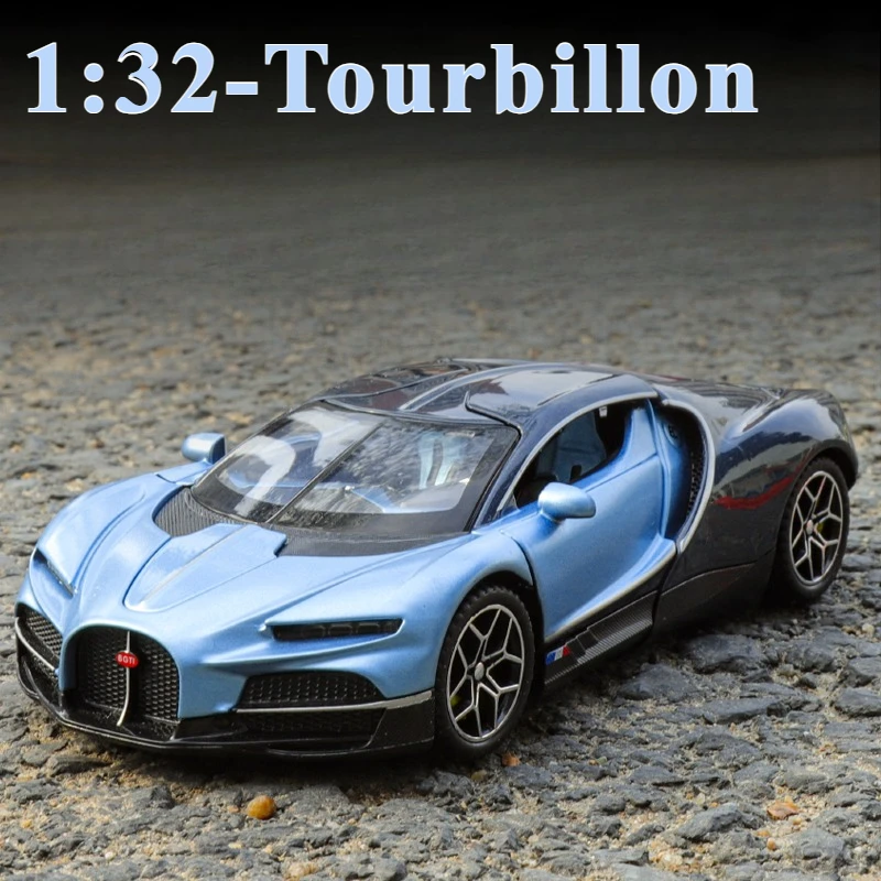 

1:32 Bugatti Tourbillon суперкар высокая имитация звука и света модель автомобиля из сплава с откатным механизмом, литой автомобиль, детская игрушка в подарок
