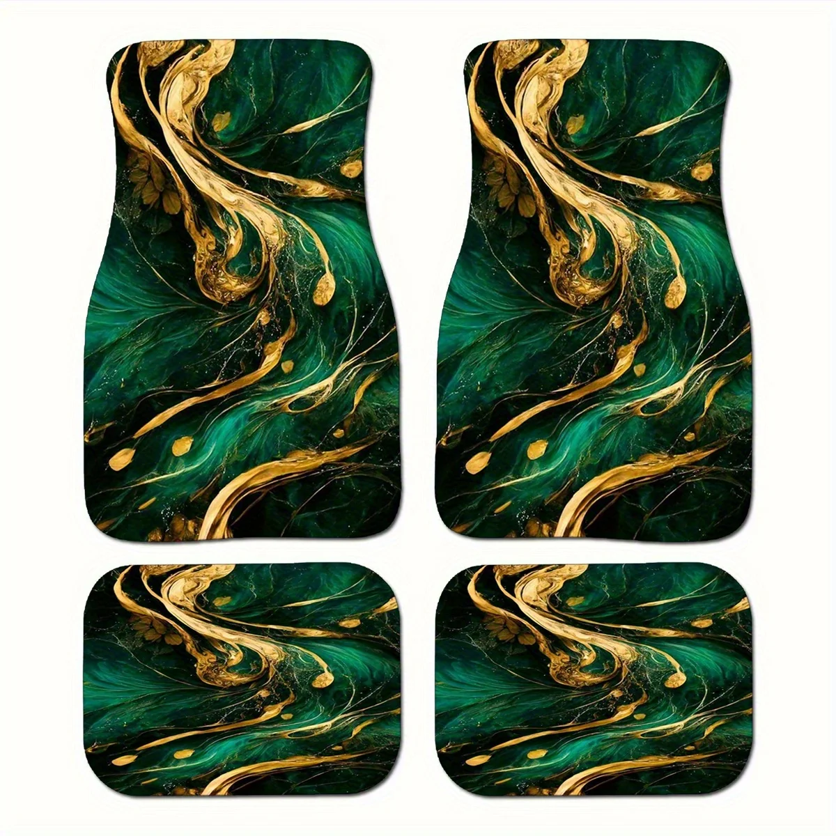

Abstract Green Marble Car Floor Mats: Front & Rear Full Coverage Auto Interior Accessories, Crystal Velvet Vehicles Floor Mats S