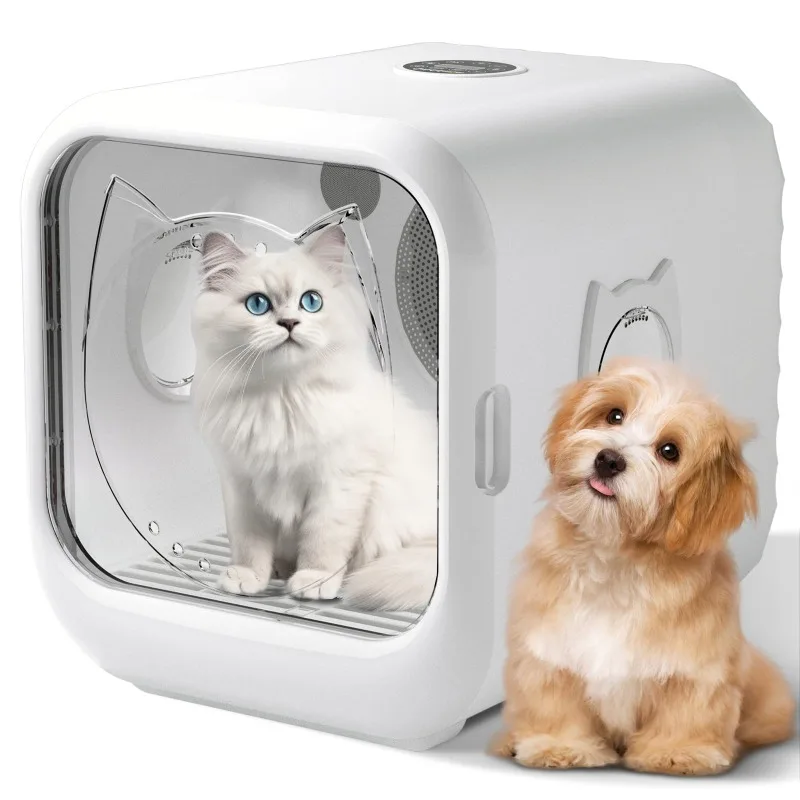 Fast Automatic Pet Dryer for Cats Dogs, Adjustable Temp Quiet Cat Dryer with Five Air Vents, 360 Drying Cat Dryer Machine