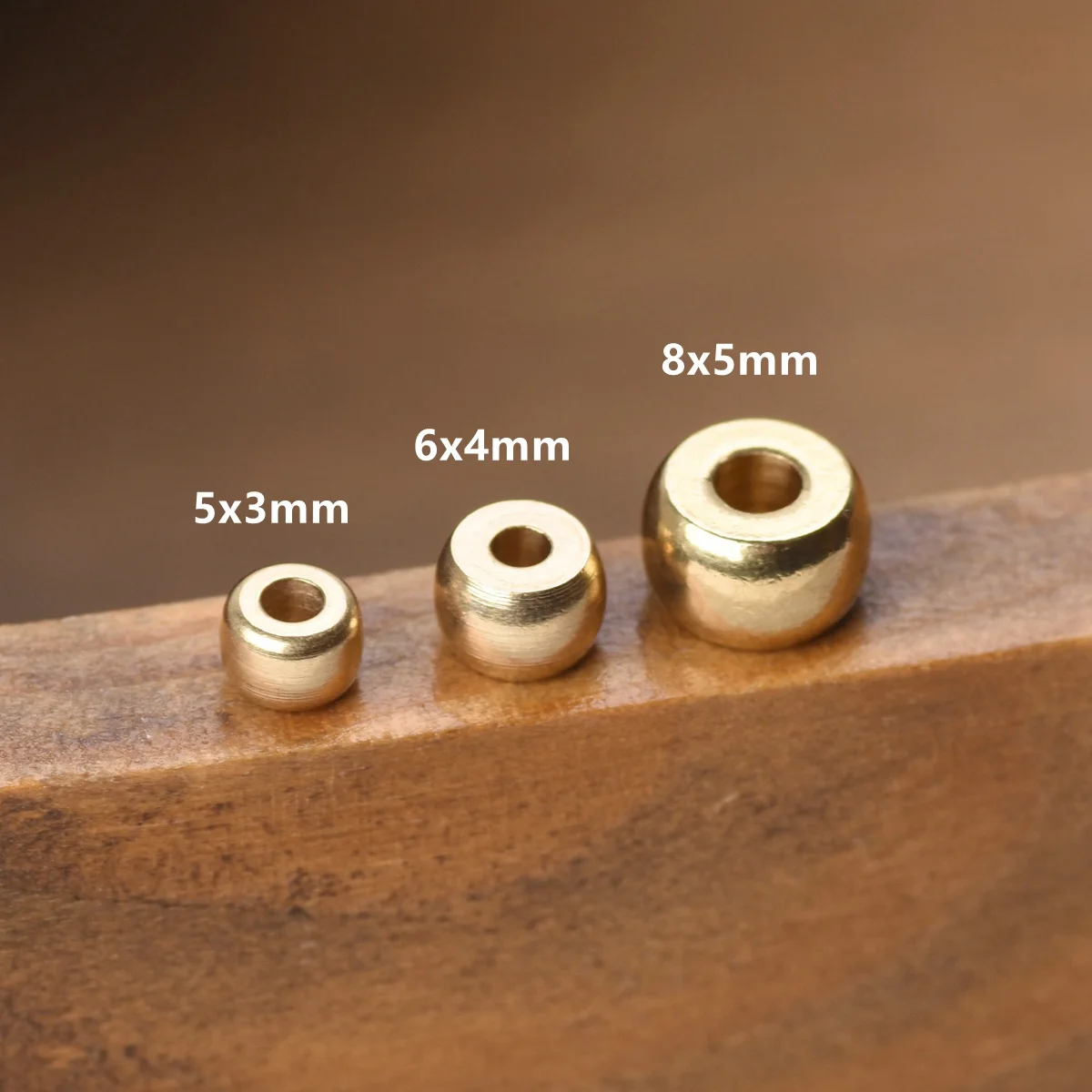 Round Cylinder 5x3mm 6x4mm 8x5mm Solid Brass Metal Light Gold Color Loose Spacer Crafts Beads lot for Jewelry Making Findings