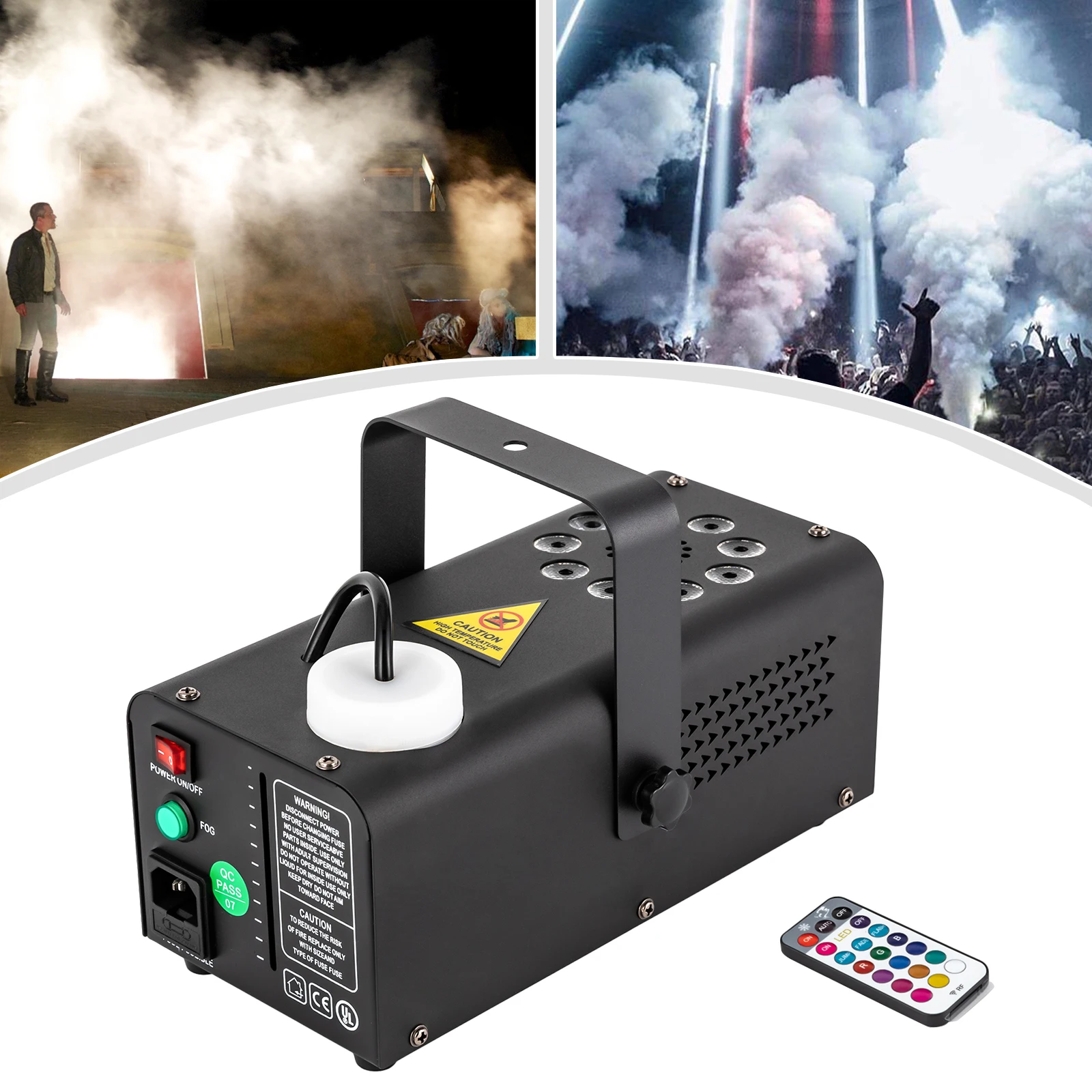 Nebelmaschine 500 W Nebelmaschine mit 3 Farbwechselmodi Mini-Nebelmaschine mit 9 LEDs für Phasen,