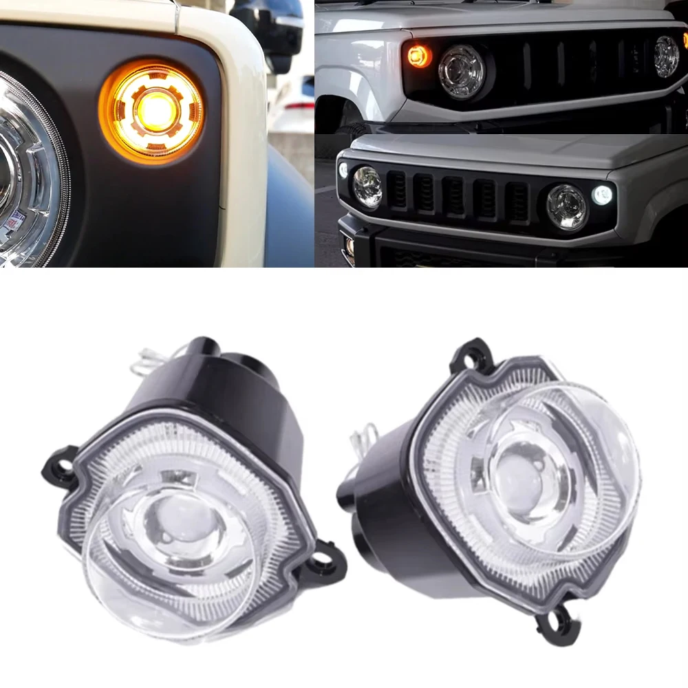 

1 set Car Turn Signal Light Round Fog Light For 2019 2020 Suzuki Jimny JB64 JB74w Amber White Head Marker Daytime Running Light