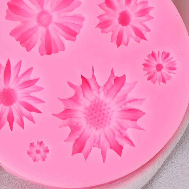 3D Sunflower Flower Petals Embossed Silicone Mold Relief Fondant Cake Decorating Tools Chocolate Gumpaste Candy Clay Mould