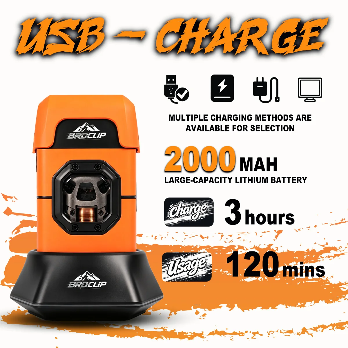 BRDCLIP Professional Hair Clipper Electric Shaver 2603 Metal Body 8500-13000RPM Charging Base Floating Blade 2000mAh Household