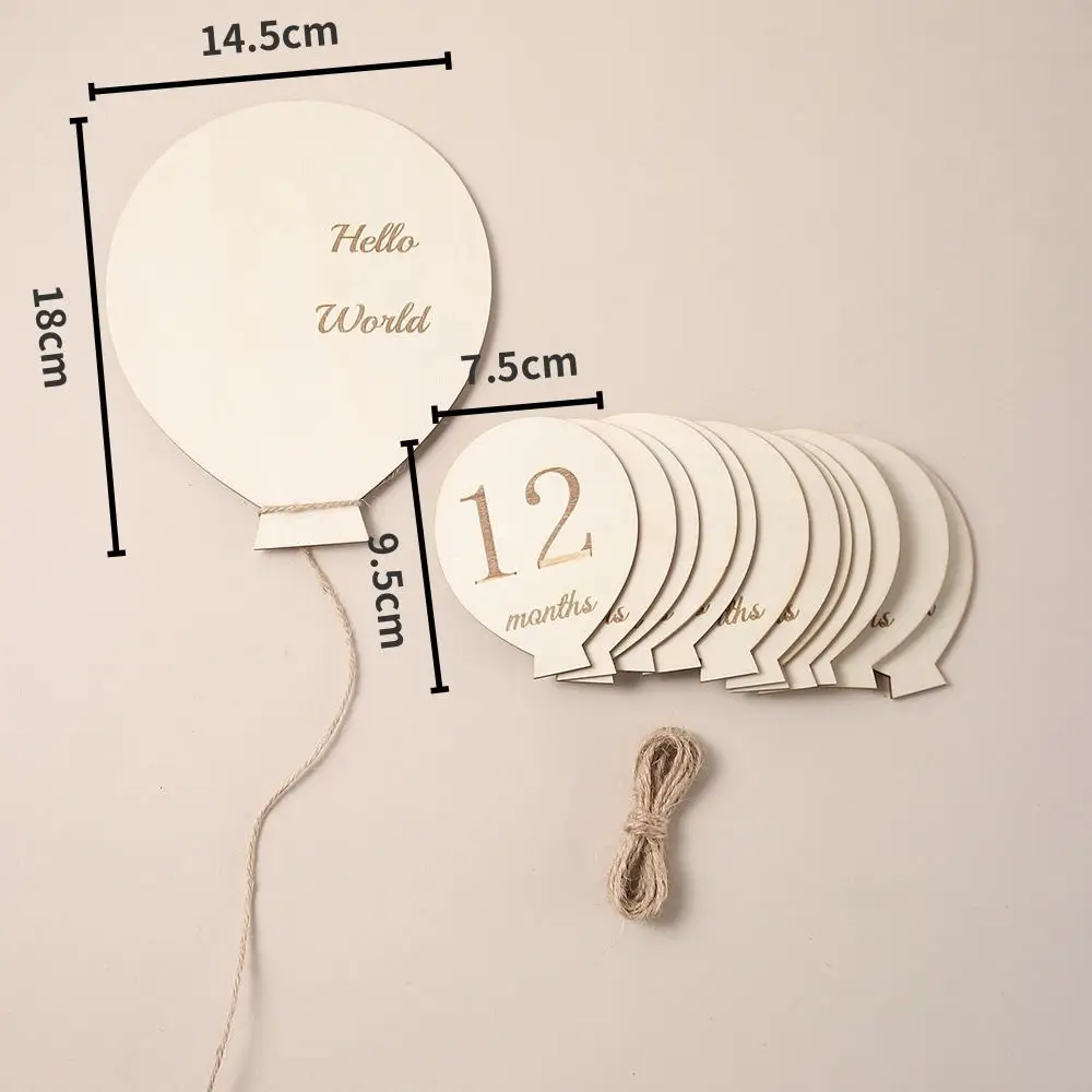 6 個木製バルーンマイルストーンマンスリーカード成長赤ちゃんの旅マイルストーン写真撮影小道具誕生日赤ちゃん両面