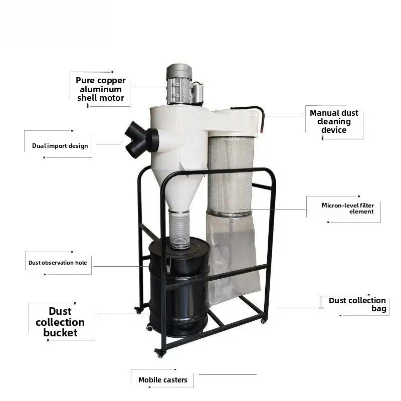 For 2.2Kw Woodworking Dust Collector Cyclone Vacuum Cleaner Pulse Industrial Filter Element Dust Remover for Workshop Room