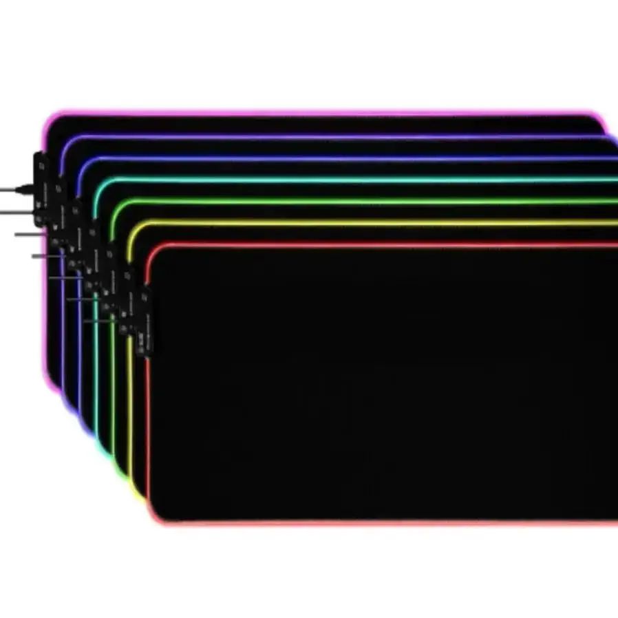 Tapis de souris de jeu RVB, grand Format, éclairage LED, fond Non cousu, Extra épais, pliable