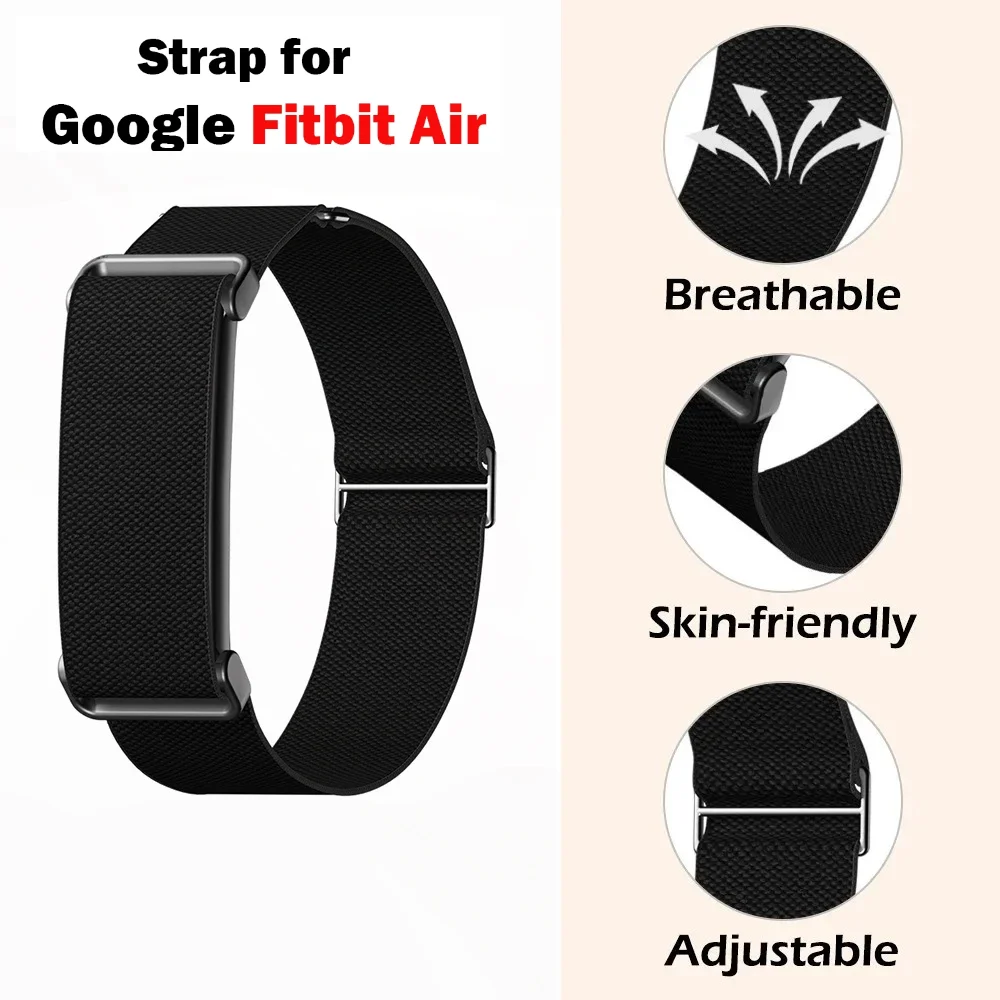Metallschutzhülle mit Nylonband für Google Fitbit Air, ultradünn, atmungsaktiv, Schnellverschluss-Ersatzarmband für Fitbit Air