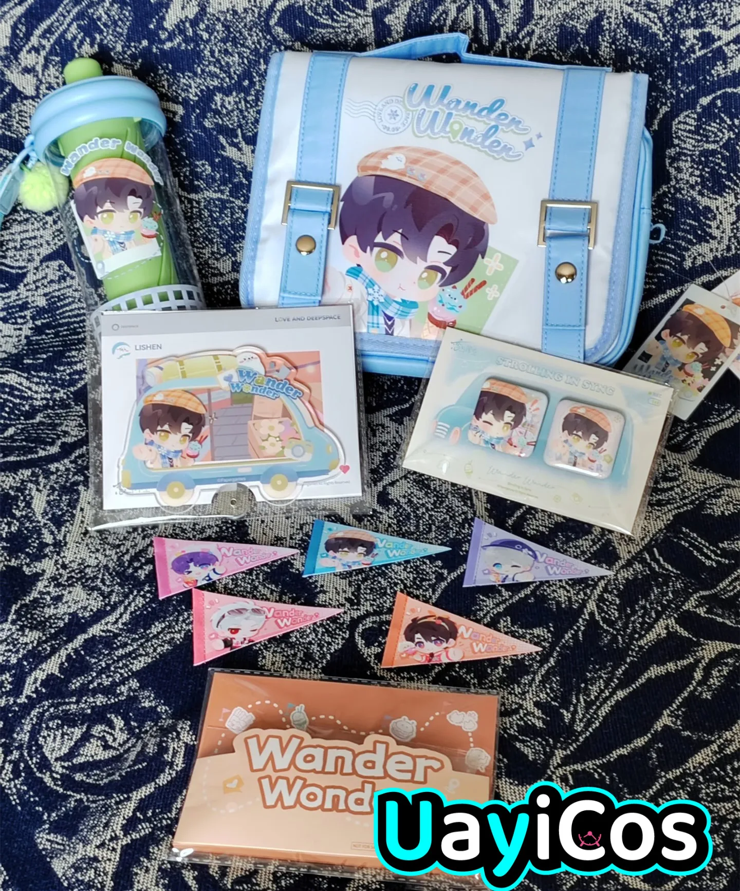 In Stock Original Love and Deepspace Zayne Time To Travel Wander Wonder Doll Car Badge Key Hat Photo Stick Toiletry Bag Anime To