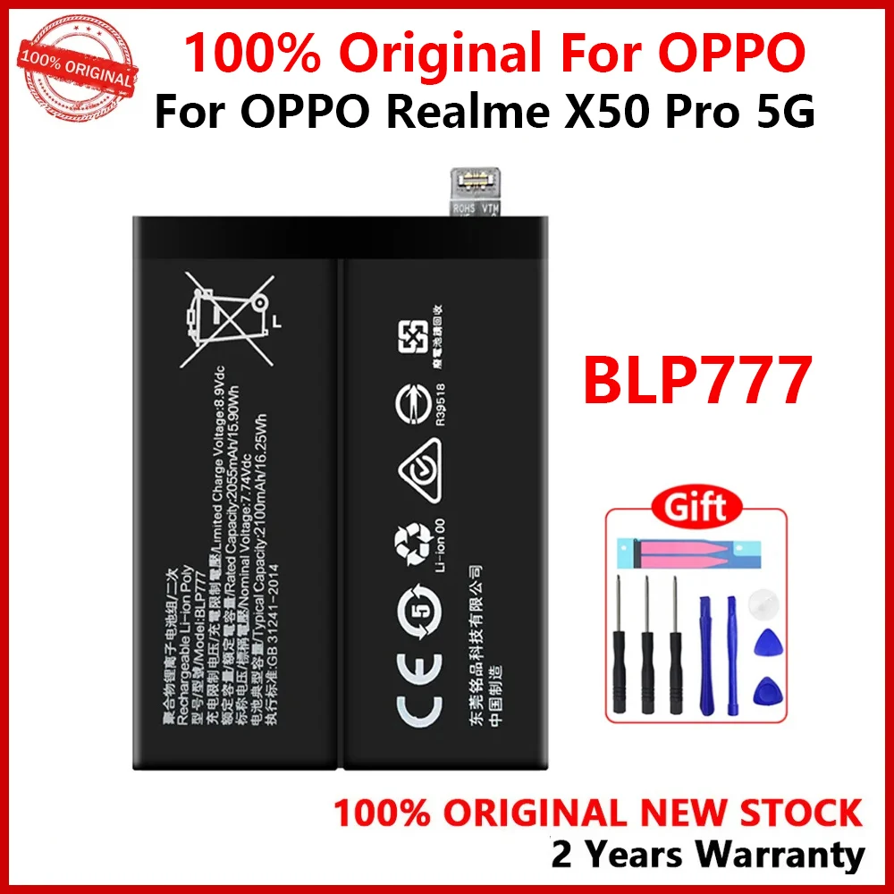 Battery for Oppo Realme X50 Pro 5G, 100% New, Original,  BLP777, RMX2075, RMX2071, RMX2076, Batteries with Gifts