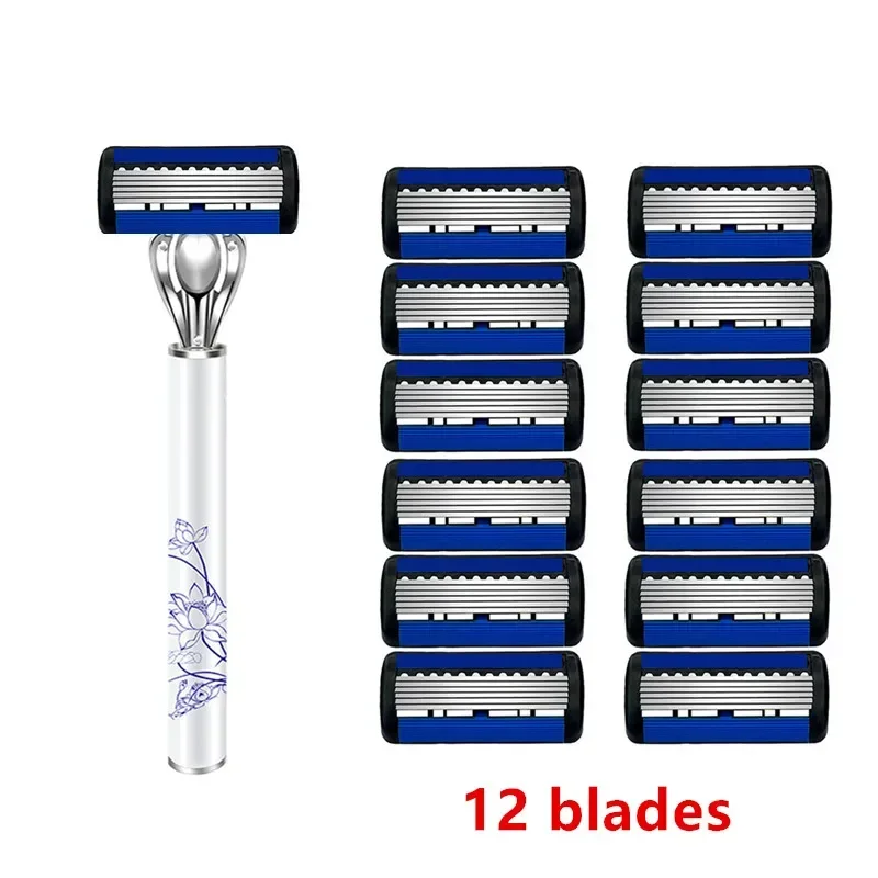 

Metal Razor Holder Razors for Shaving Women White Lotus Pattern Shaving Machine for Men