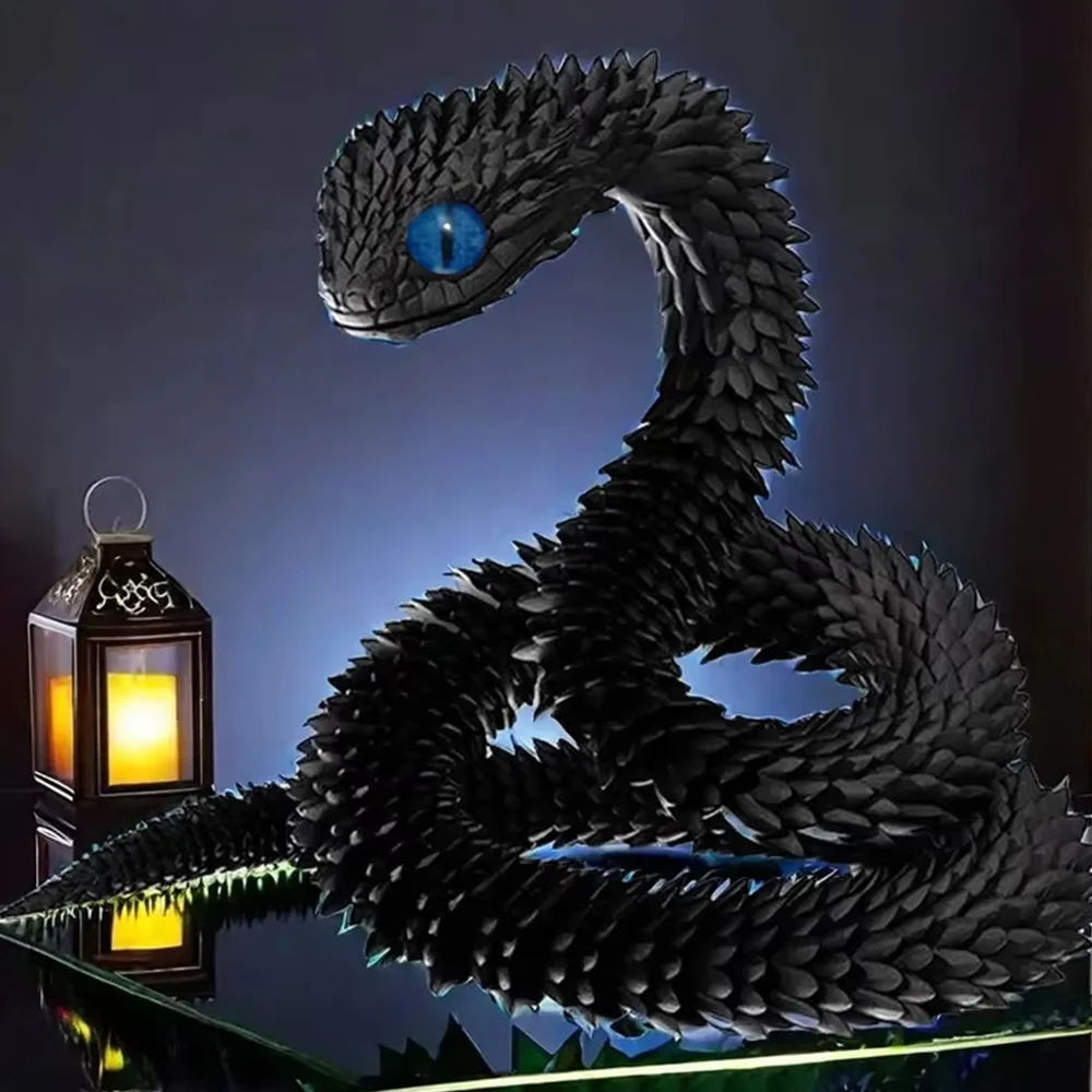 Snake Multi-Joint Rotatable Stereoscopic Snake Office Home Desktop Ornament Animal Model Figurine Car Decor Funny