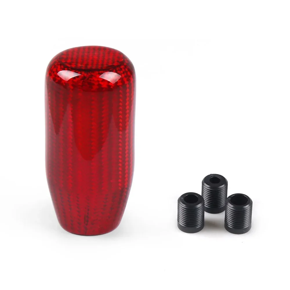 

Racing Real Carbon Fiber Gear Shift Knob Manual Transmission Shifter Lever Knob Round Ball Shape Handle With 3 Adapters