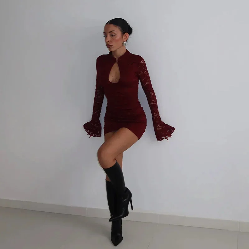 جديد أزياء المرأة شيونغسام زر طوق الدانتيل أنيقة الراقية نمط الاجتماعي سليم صالح Bodycon اللباس #5