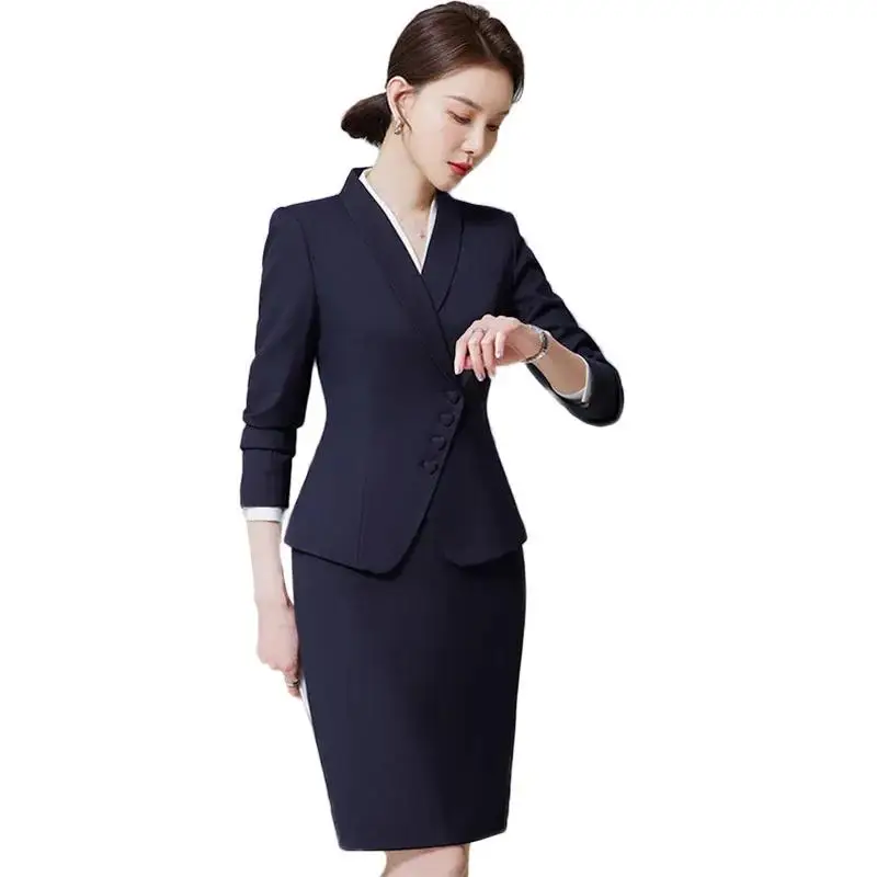 Novelty Blazers Suits Spring Long Sleeve Formal Professional Business Work Wear Suits with Skirt and Tops OL Styles Career Set