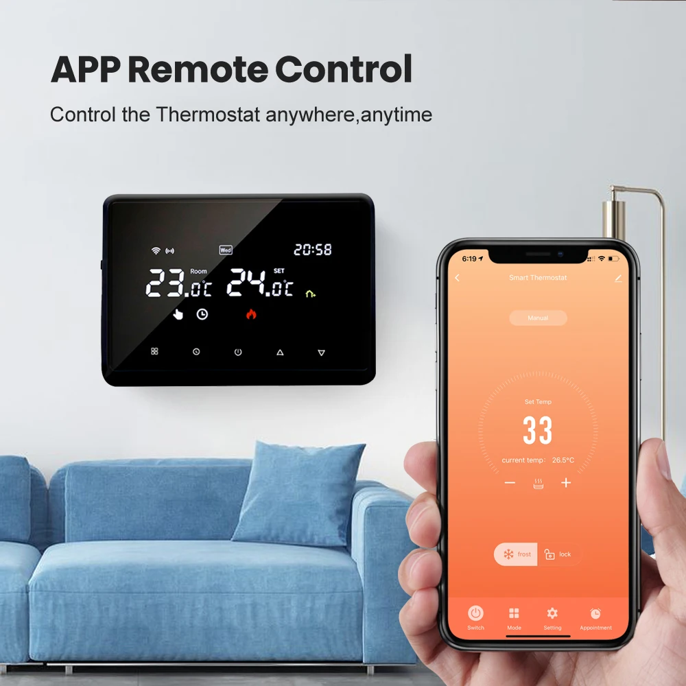 Tuya Wifi RF Smart Thermostat Switch Temperature Controller for Gas Boiler Water Heating Support Alexa Google Home Yandex Alice