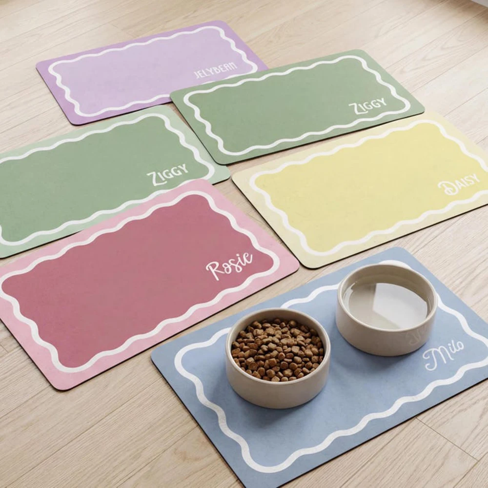 Custom Pet Food Mat Personalized Dog Feed Station Modern Cat Lovers Gift Durable Easy Clean Non Slip Pet Placemat With Name