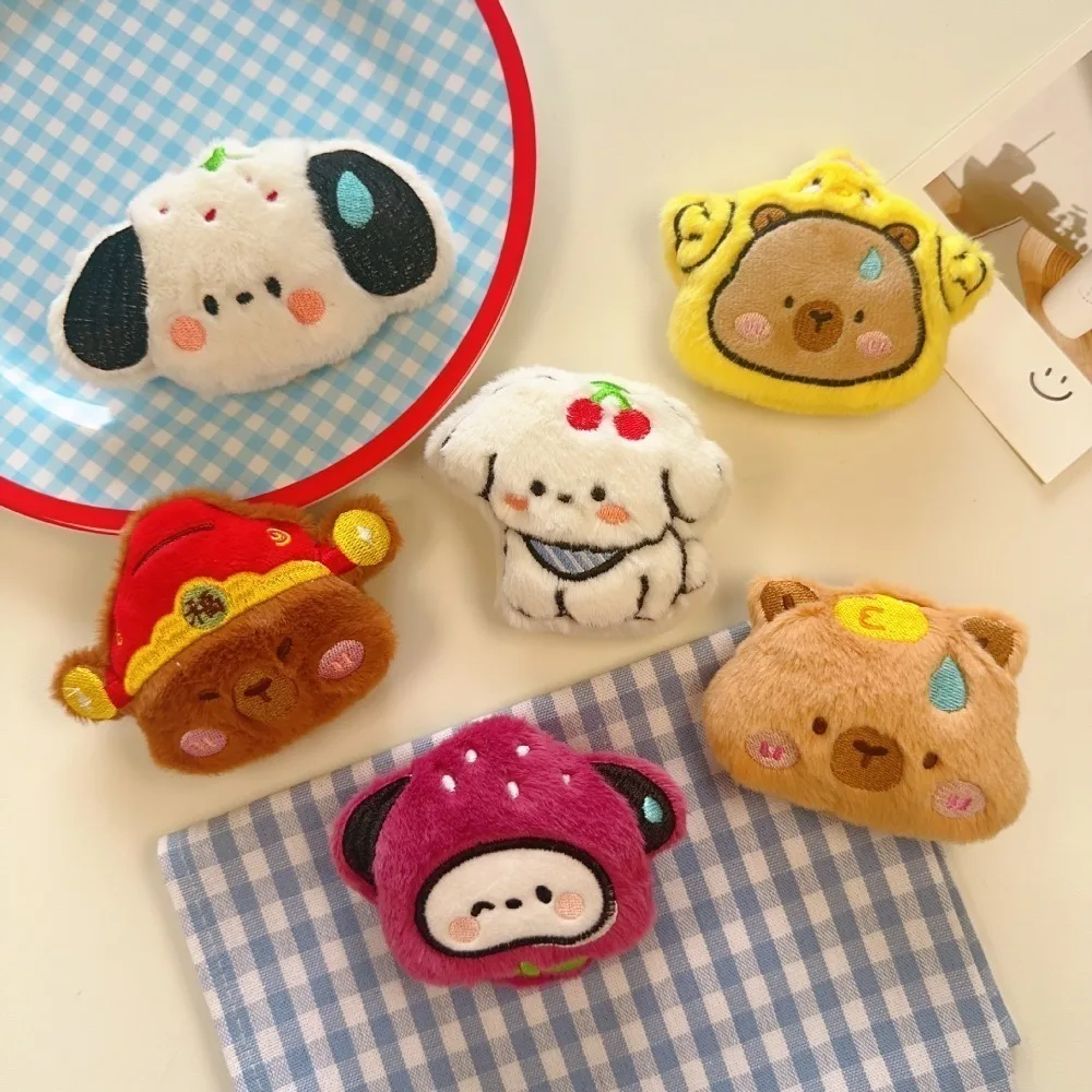 

Cartoon Capybara Brooch Fashion Animals Cherry Clothes Badge Pins Fashion Puppy Cute Plush Brooch