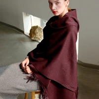 Wool Winter Scarf Women Fashion Shawl Adult Solid Scarves Luxury Autumn Shawls and Wraps  Poncho Scarfs for Ladies Unisex Wrap - Image 2