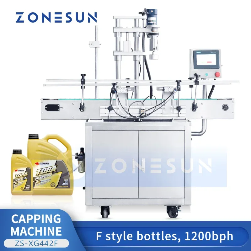 ZONESUN Automatic Bottle Capper F Style Bottle Capping Machine Screw Cap Containe Packaging ZS-XG442F